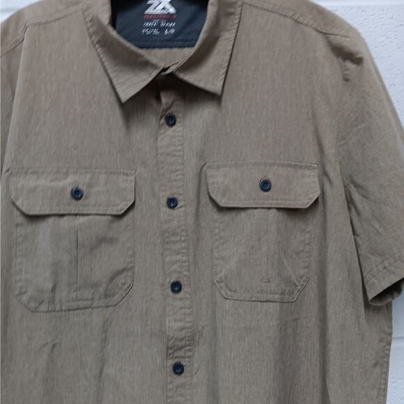 ZeroXposur Trail series men's large tan Button up short‎ sleeve top - Picture 1 of 7